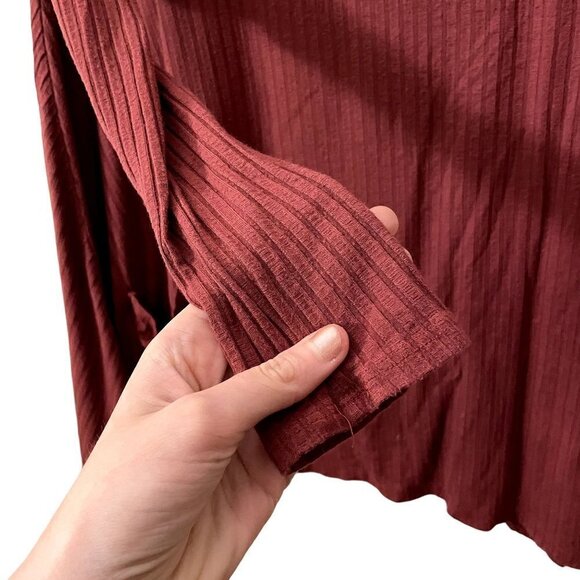 Alya deep coral tunic top long sleeved sweater pockets ribbed knit material - Picture 4 of 6